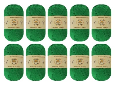10-Pack Yonkey Monkey Skein Tencel Yarn - 70% Bamboo, 30% Cotton (Christmas Green 9064)
