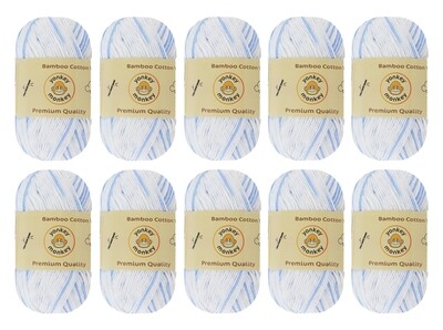 10-Pack Yonkey Monkey Skein Tencel Yarn - 70% Bamboo, 30% Cotton (Blue White 9042) 10-Pack Yonkey Monkey Skein Tencel Yarn - 70% Bamboo, 30% Cotton (Blue White 9042)