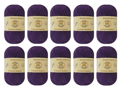 10-Pack Yonkey Monkey Skein Tencel Yarn - 70% Bamboo, 30% Cotton (Violet 9022)