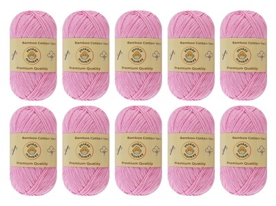 10-Pack Yonkey Monkey Skein Tencel Yarn - 70% Bamboo, 30% Cotton (Pink 9025)