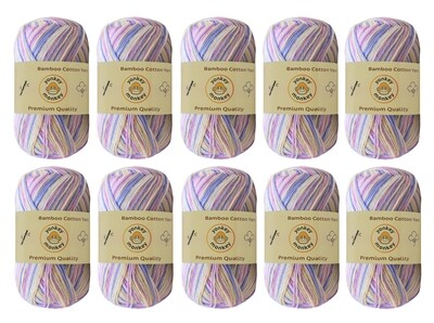 10-Pack Yonkey Monkey Skein Tencel Yarn - 70% Bamboo, 30% Cotton (Purple Mix 9043)
