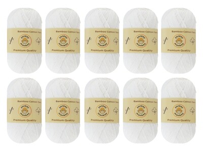 10-Pack Yonkey Monkey Skein Tencel Yarn - 70% Bamboo, 30% Cotton (White 9013)