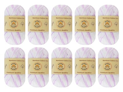 10-Pack Yonkey Monkey Skein Tencel Yarn - 70% Bamboo, 30% Cotton (Purple White 9041) 10-Pack Yonkey Monkey Skein Tencel Yarn - 70% Bamboo, 30% Cotton (Purple White 9041)