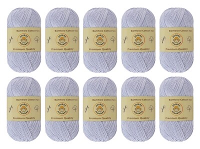 10-Pack Yonkey Monkey Skein Tencel Yarn - 70% Bamboo, 30% Cotton (White Gray 9006)
