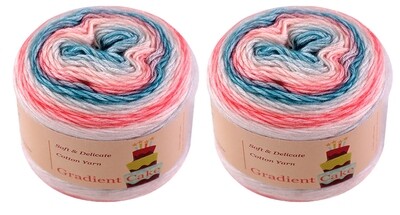 2-Pack Cotton Gradient Cake Yarn Art Rainbow Comfy Yarn for Knitting Crochet #1156