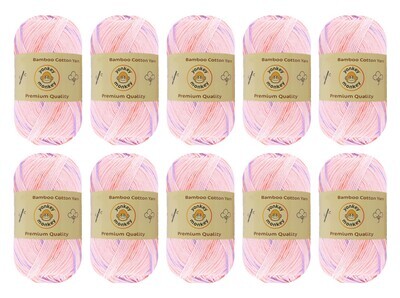 10-Pack Yonkey Monkey Skein Tencel Yarn - 70% Bamboo, 30% Cotton (Purple Pink 9050)