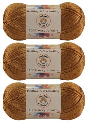 100% Acrylic Fancy Yarn 3-Pack by Yonkey Monkey Knitting Crochet DIY Art Craft (Camel 11)