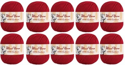 100% Cashmere Wool Yarn (Pack of 10) by Yonkey Monkey (Red 03)