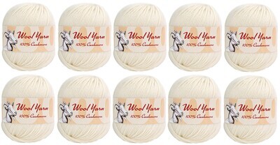 100% Cashmere Wool Yarn (Pack of 10) by Yonkey Monkey (White 01)