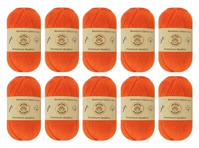 10-Pack Yonkey Monkey Skein Tencel Yarn - 70% Bamboo, 30% Cotton (Orange 9020)
