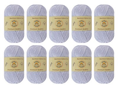 10-Pack Yonkey Monkey Skein Tencel Yarn - 70% Bamboo, 30% Cotton (White Gray 9006)