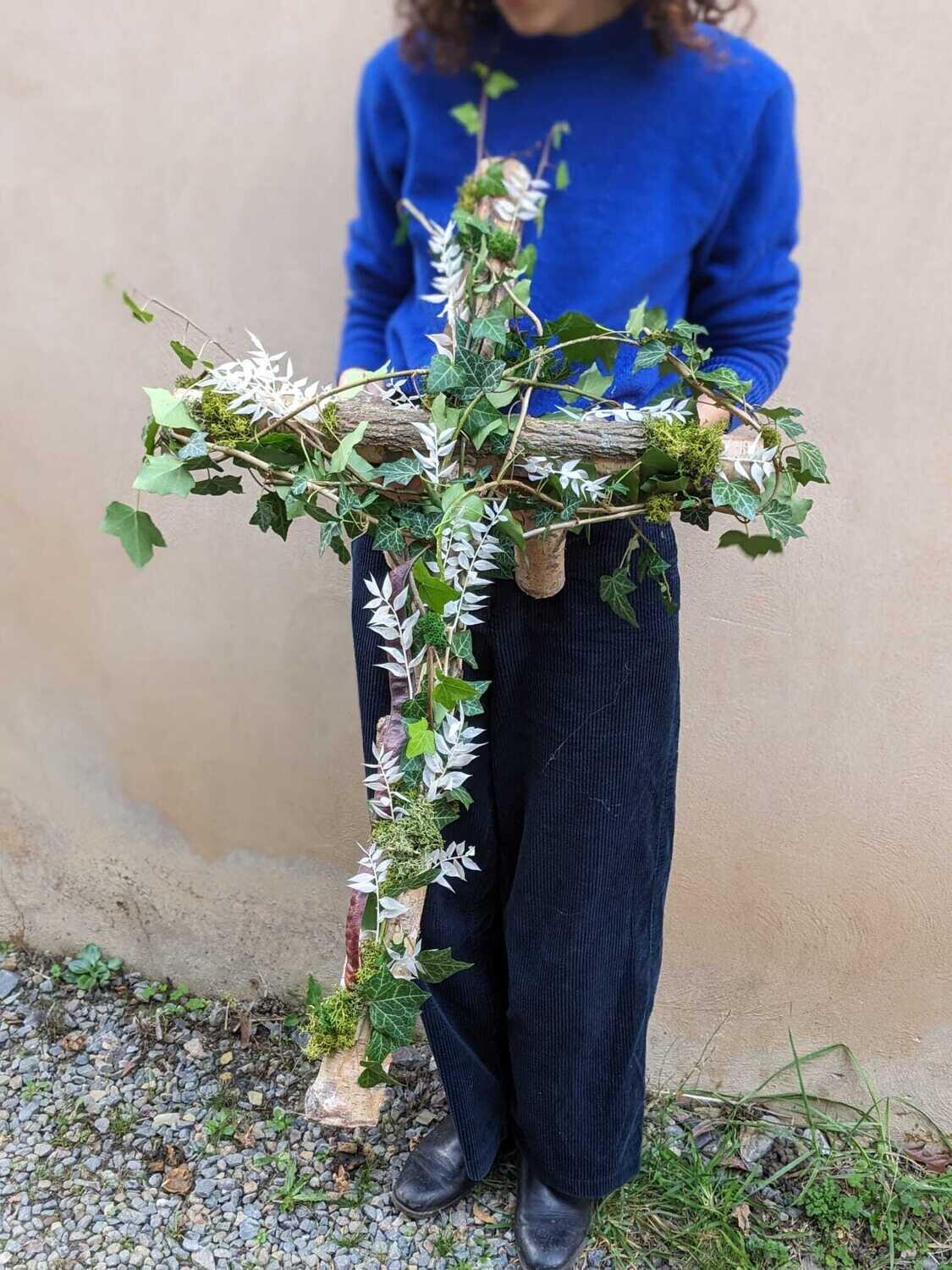 Croix naturelle à déposer sur cercueil