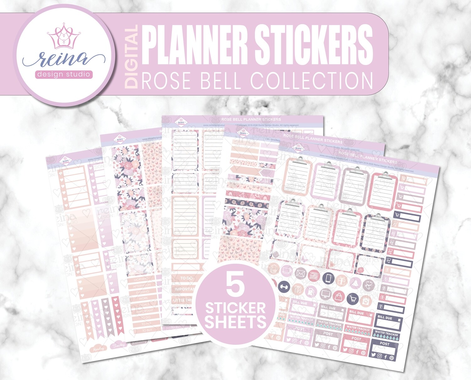Digital Planner Stickers | Rose Bell Collection
