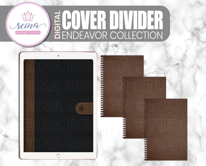 Interchangeable Digital Planner Cover and Divider | Endeavor, Brown Black