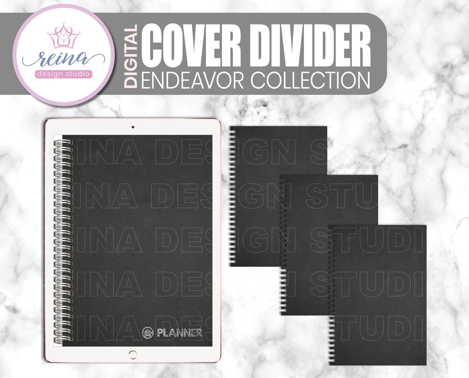 Interchangeable Digital Planner Cover and Divider | Endeavor, Black