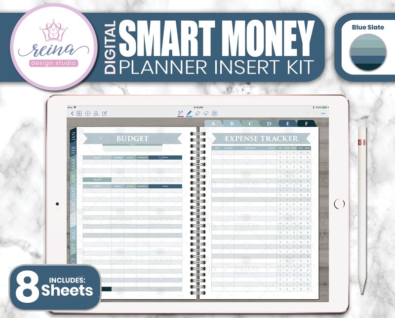Smart Money Digital Planner Insert Kit | Blue Slate