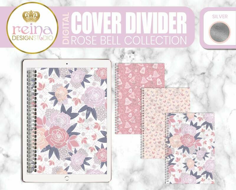 Interchangeable Digital Planner Cover and Dividers | Rose Bell, Silver
