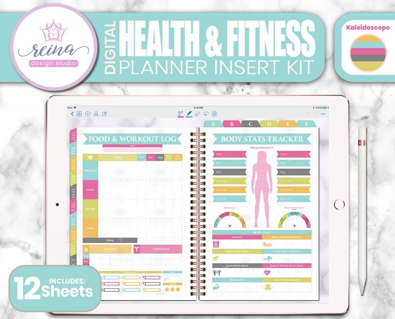 Health & Fitness Digital Planner Insert Kit | Kaleidoscope