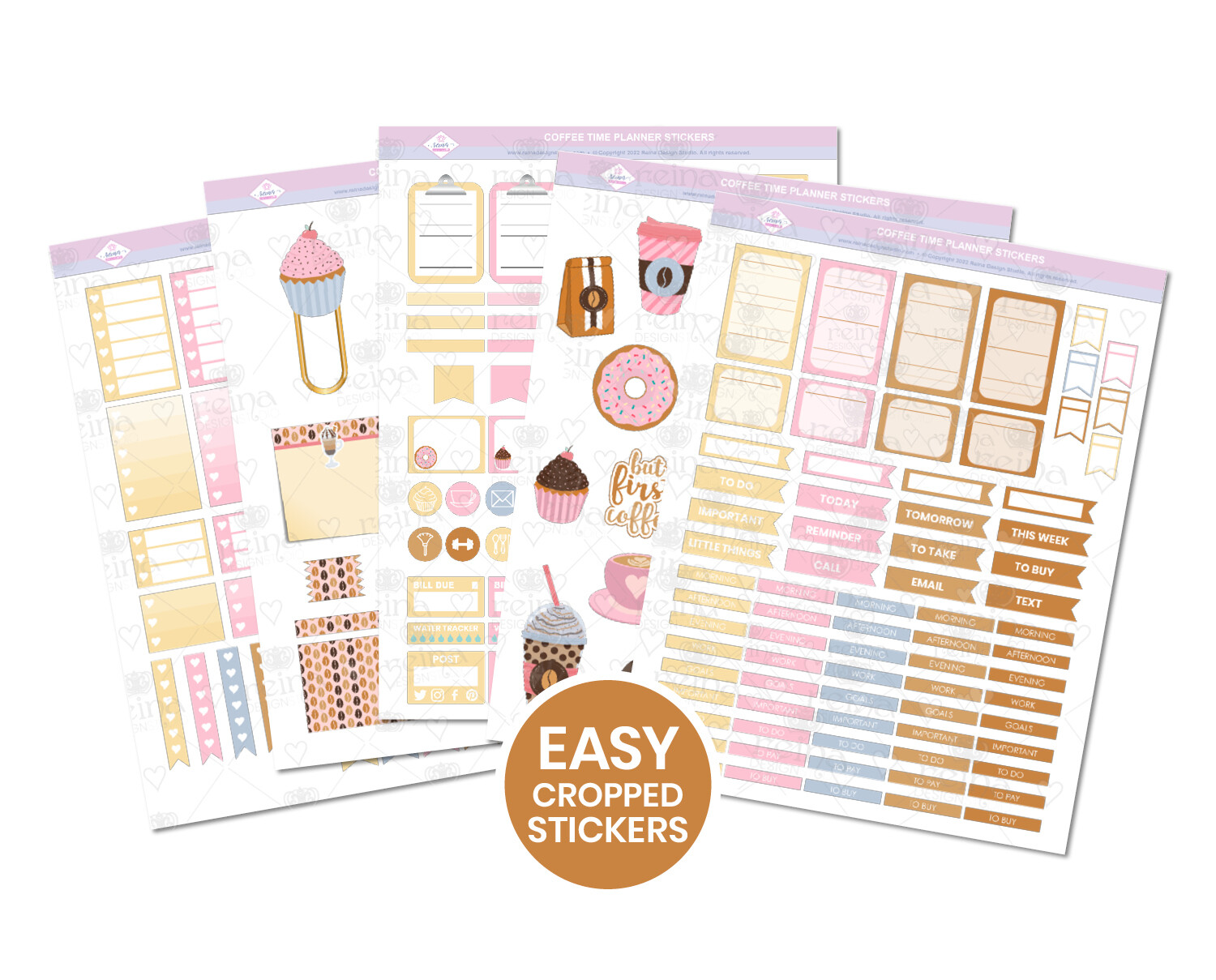 Coffee Time Digital Planner Art Stickers | Individual Easy-Cropped