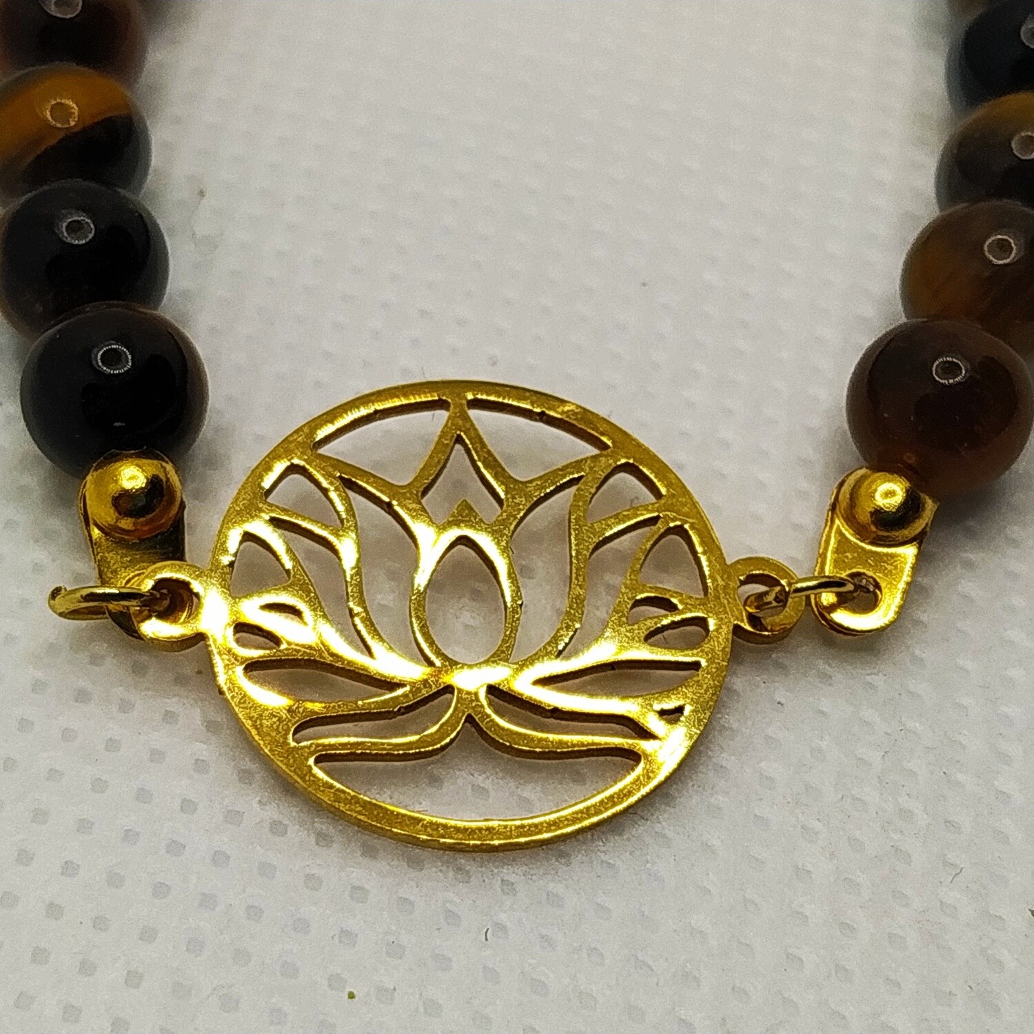 Bracelet Lily - Œil de Tigre et Fleur de Lotus