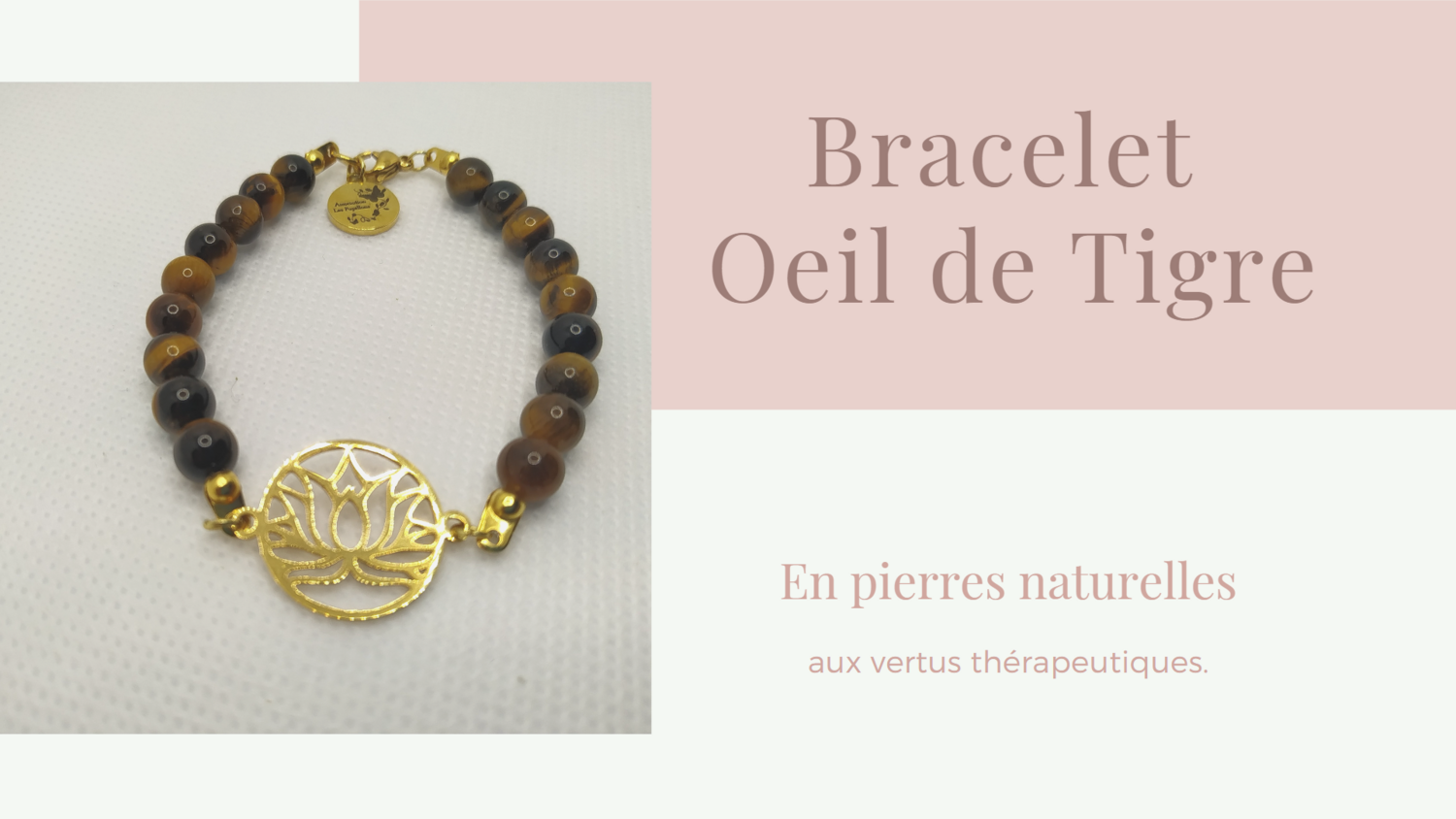 Bracelet Lily - Œil de Tigre et Fleur de Lotus