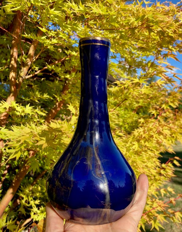Ancient Creations Bud Vase In Royal Blue with Silver