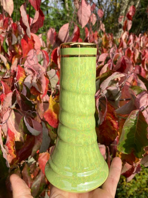 Ancient Creations Bud Vase In Pistachio with Mother of Pearl