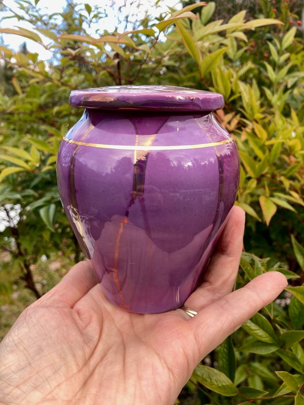 Ancient Creations Urn in Orchid with Gold