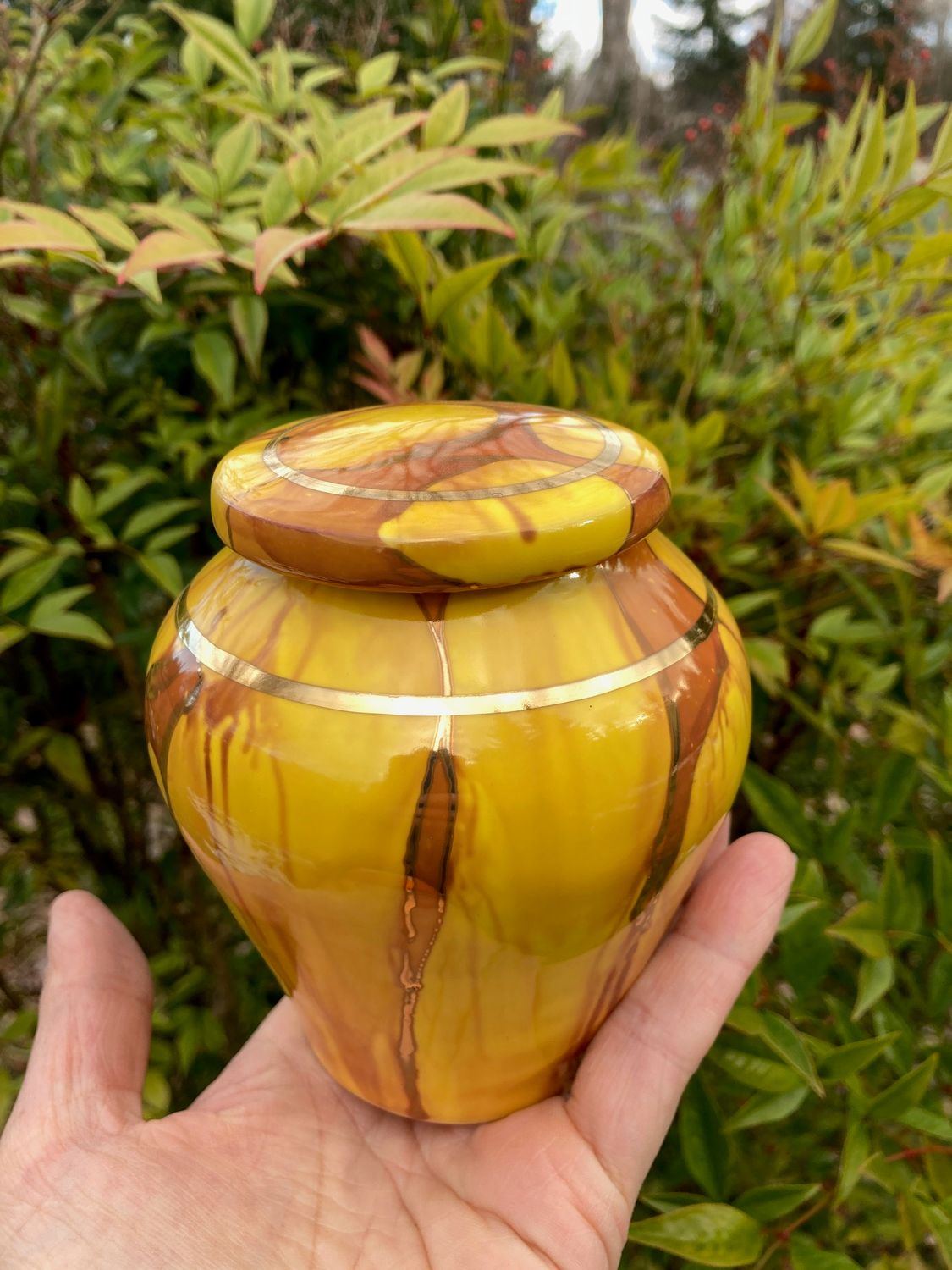 Ancient Creations Urn in Yellow with Gold