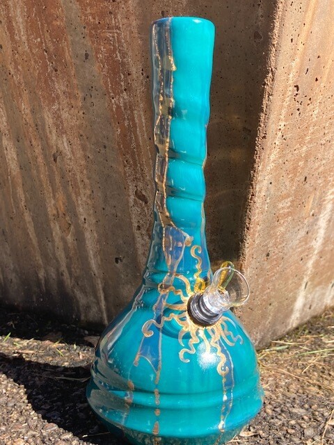Ancient Creations Large Bong in Teal with Gold