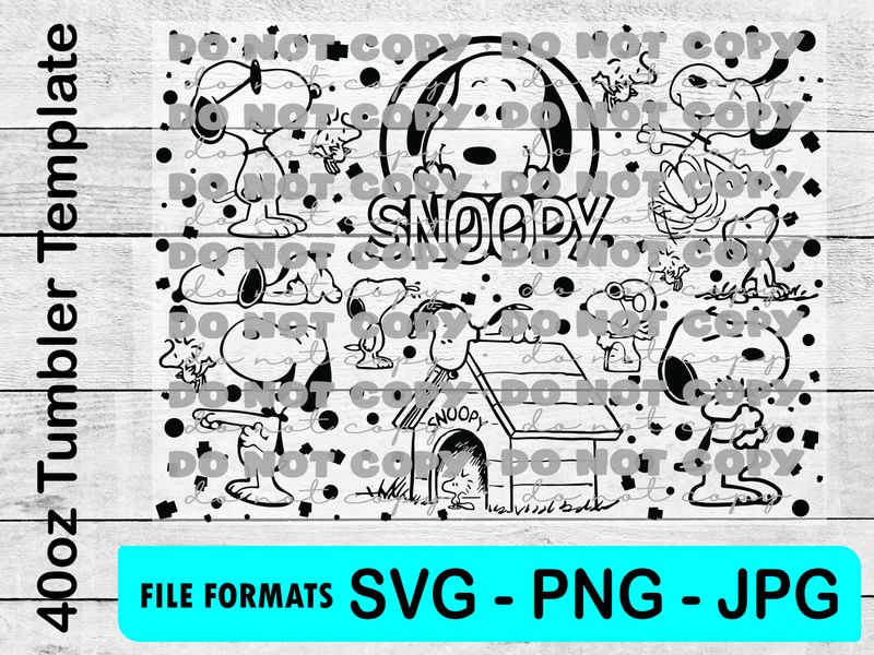 40oz Dupe Snoopy Laser Engraving Wrap For Light Color Cups