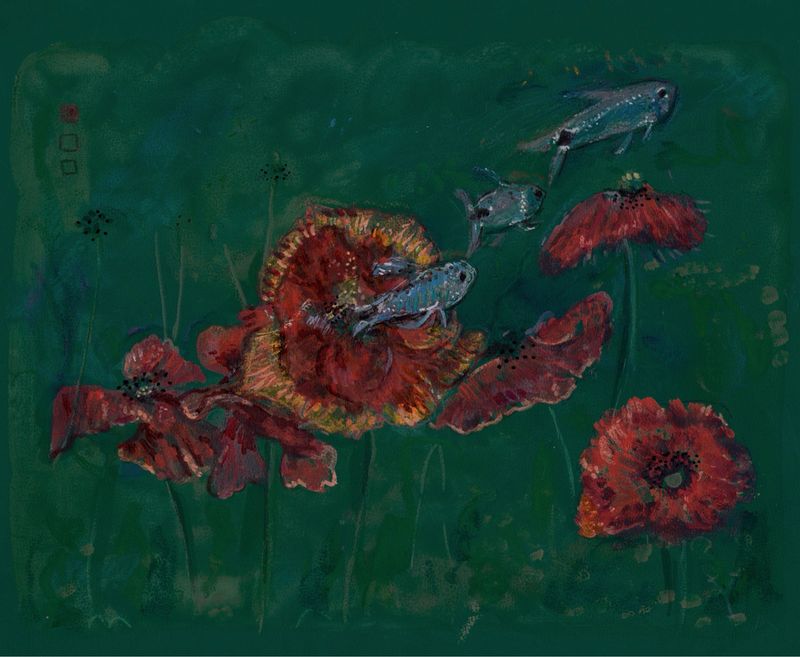 Sticker - Tetras and Poppies 