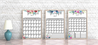 Floral Vertical Dry Erase Calendar