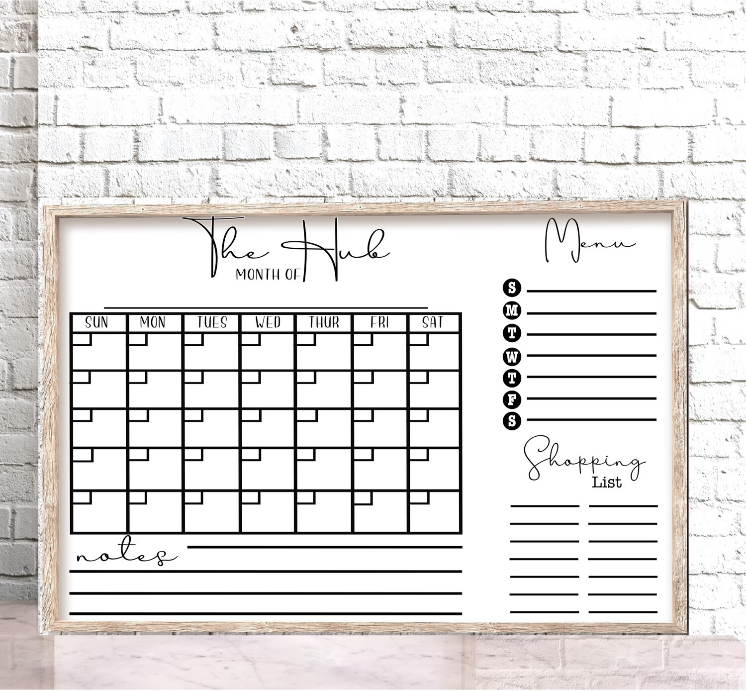 Horizontal Calendar 20”x30”