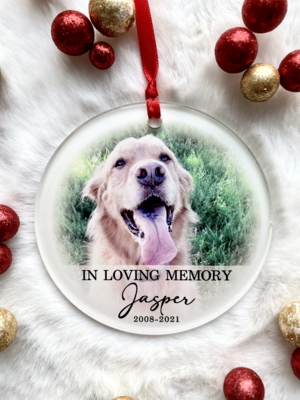 Pet memorial photo ornament