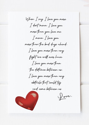 To The One I Love…Valentines Card