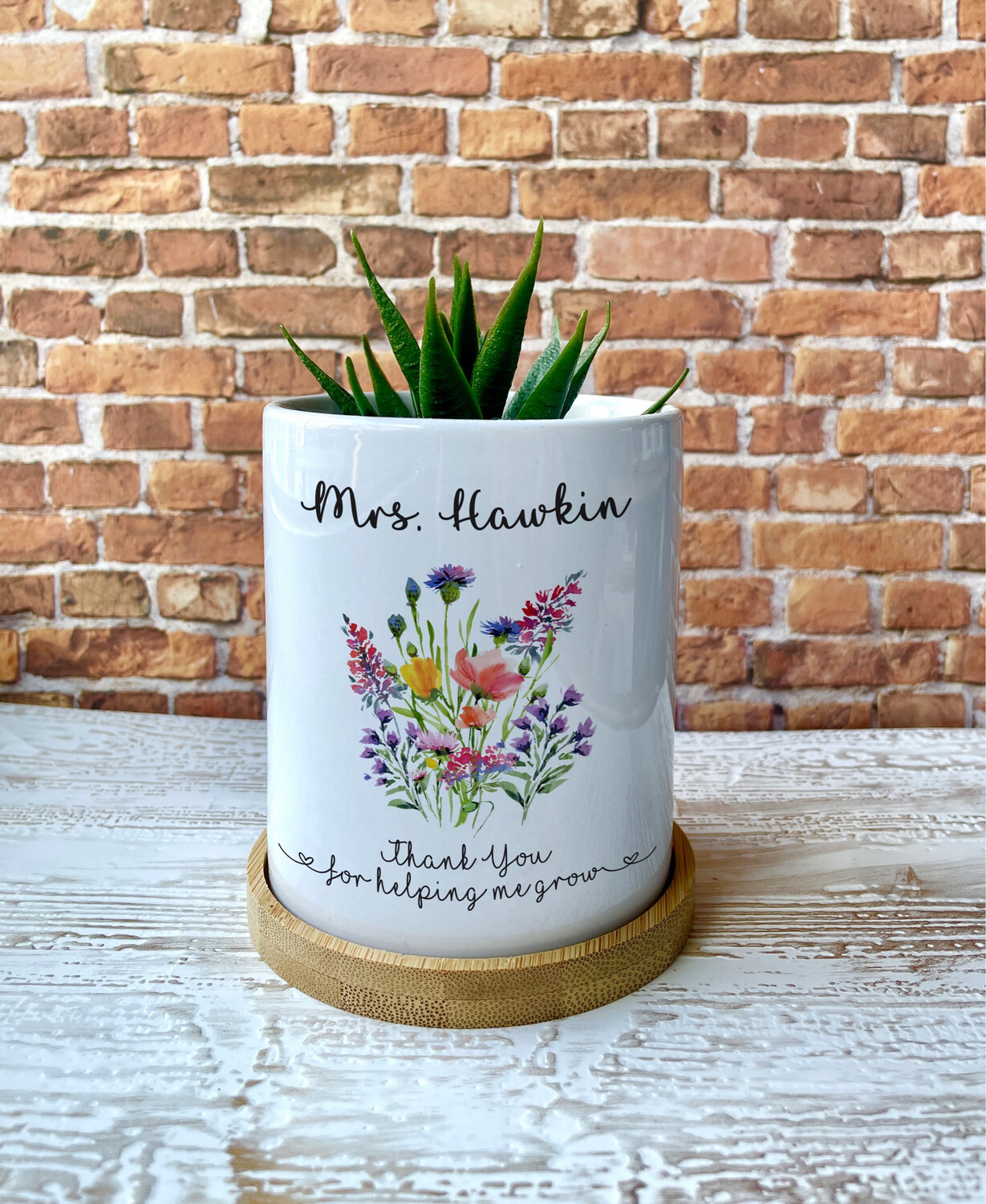 Teacher Thanks For Helping Me Grow 3 Inch Pot