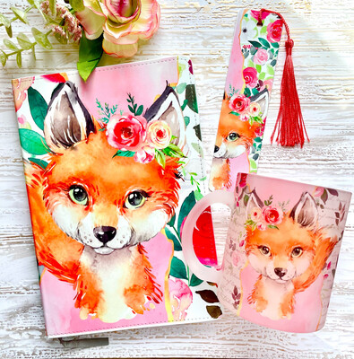 Gift set: Leather Notebook, Drinkware, Bookmark