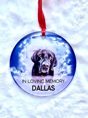 Pet memorial photo ornament