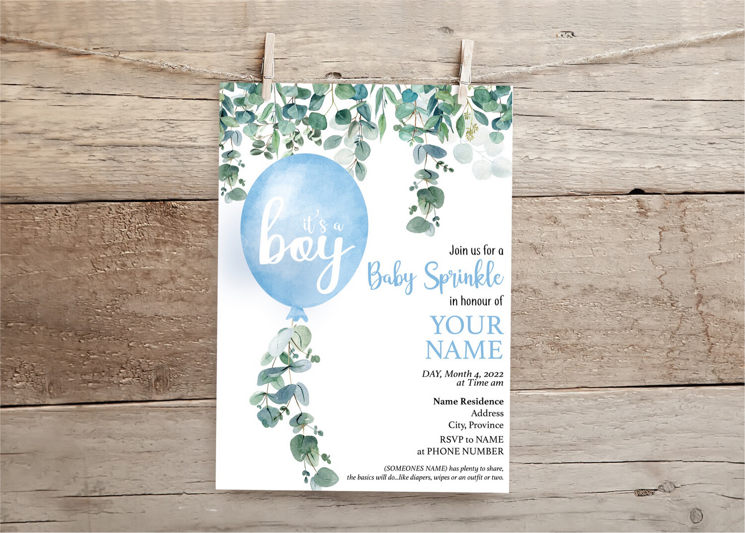 Baby Shower Balloon Invitation