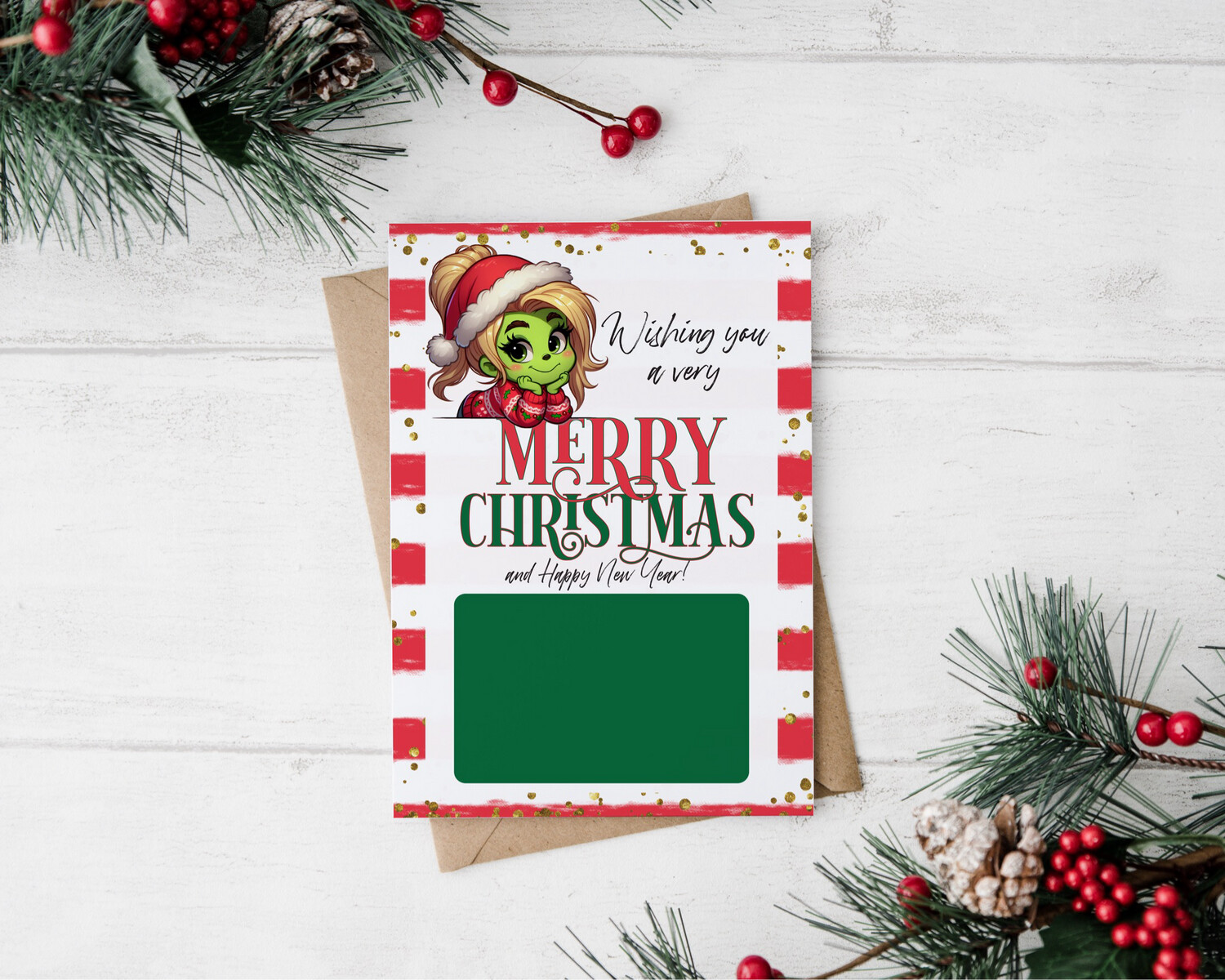 Green Kids Gift Card Holder, Gender: Girl, Hair Colour: Blond, Glasses?: No