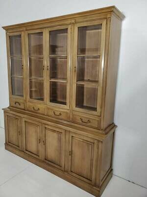 Vintage Union National Chippendale Style Breakfront Hutch Bookcase China Cabinet