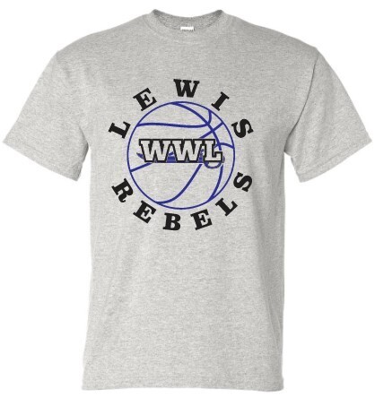 WW Lewis BOYS Basketball Fan T Shirt- Ash Grey