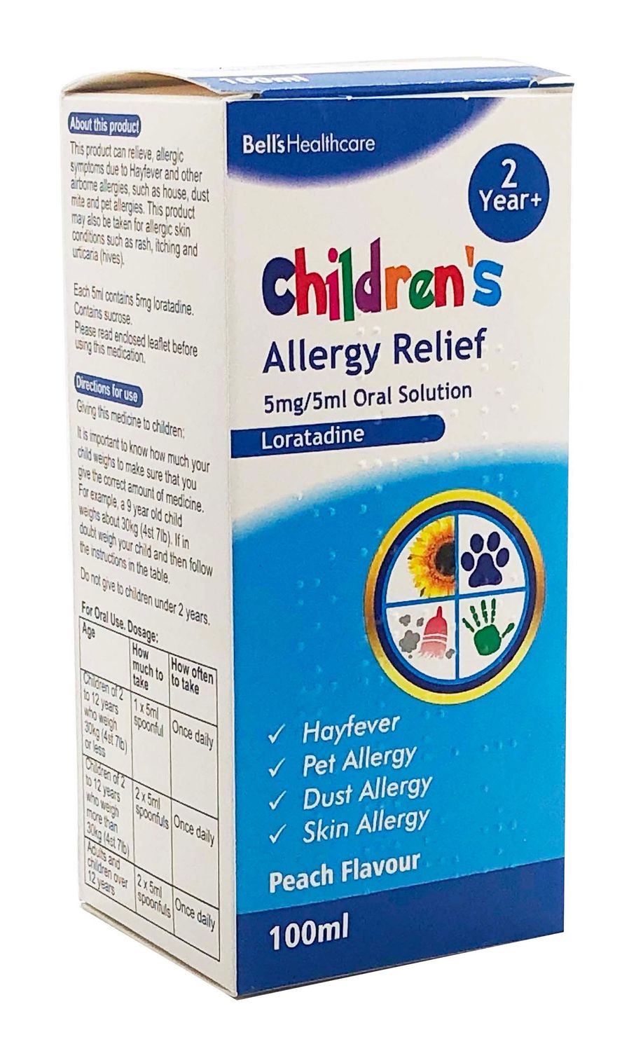 Bell's Healthcare Children's Allergy Relief 5mg/5ml Oral Solution (Loratadine) 100ml /70ml (2 Year +)
