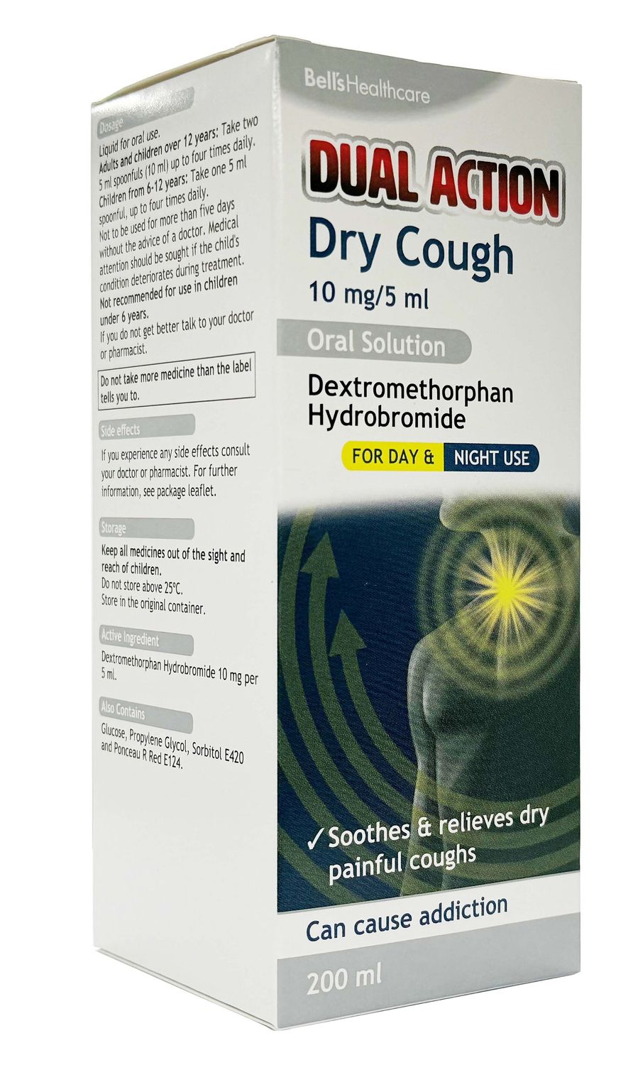 Bell's Healthcare Dual Action Dry Cough 10mg/5ml Oral Solution (Dextromethorphan Hydrobromide)  200ml