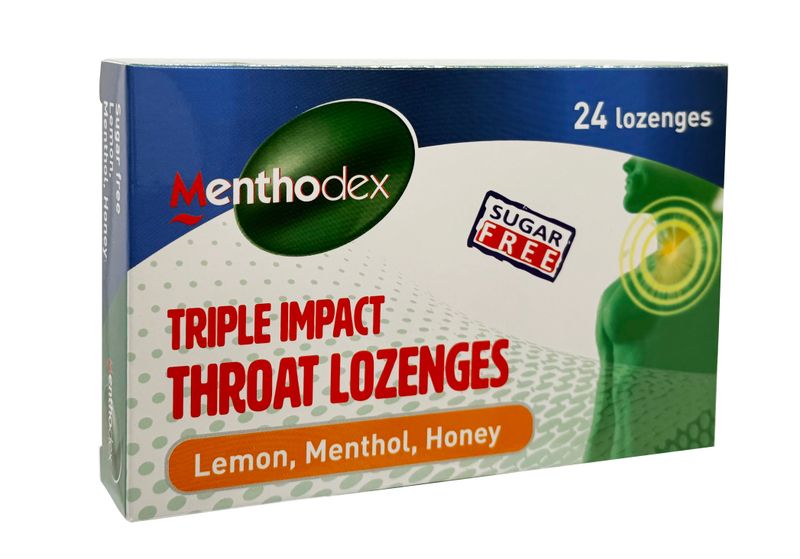 Menthodex Sugar Free Throat Lozenges Lemon Menthol & Honey