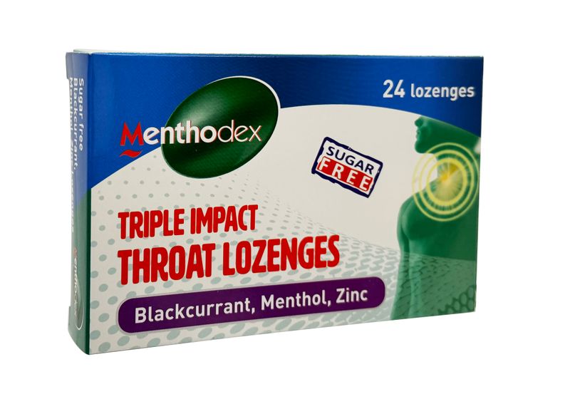 Menthodex Sugar Free Throat Lozenges Blackcurrant Menthol & Zinc