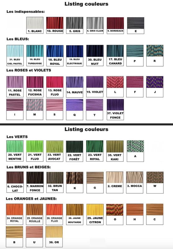 Listing couleurs
