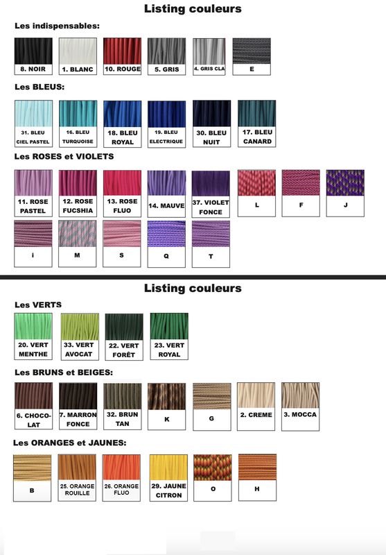Listing couleurs Listing couleurs
