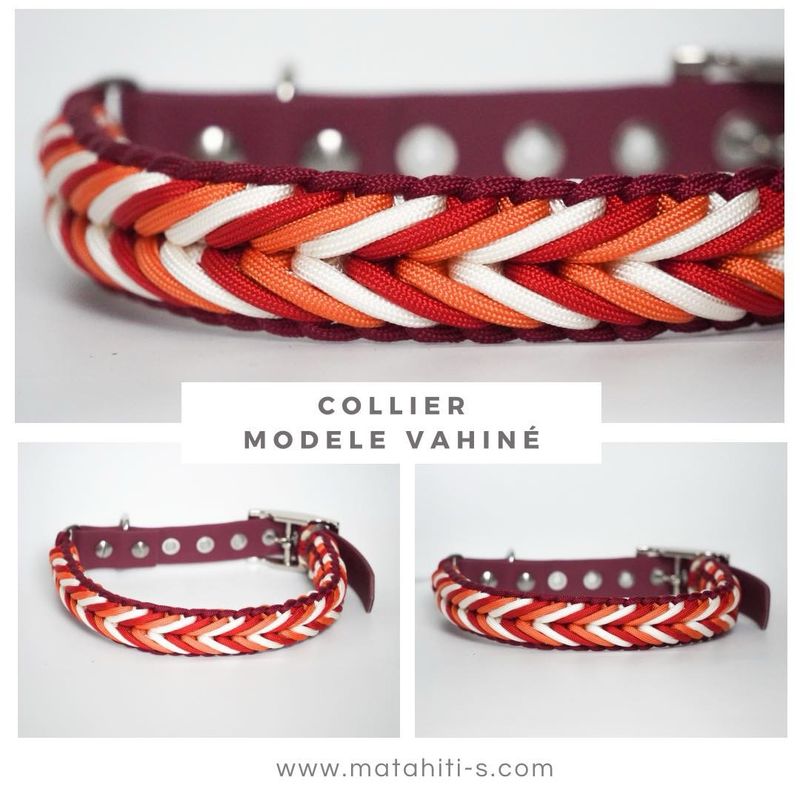 Collier Vahiné rouge orange bordeaux blanc 